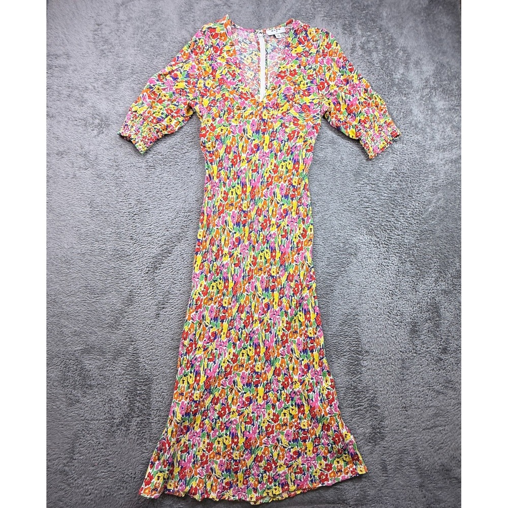 RIXO for Target Maxi Dress Colorful Watercolor Art Floral Womens 4 100% Viscose